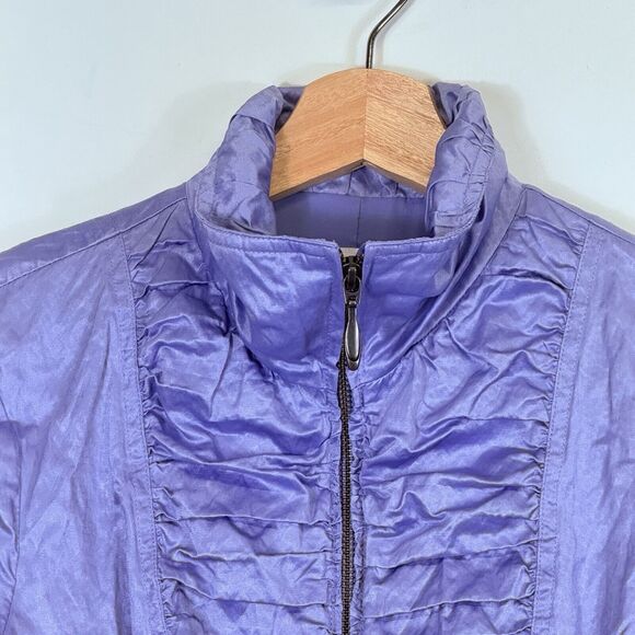 Chico's Lavender Shimmer Zip Front Lightweight Ruched Jacket Women's 0 Small 4 - Picture 2 of 6